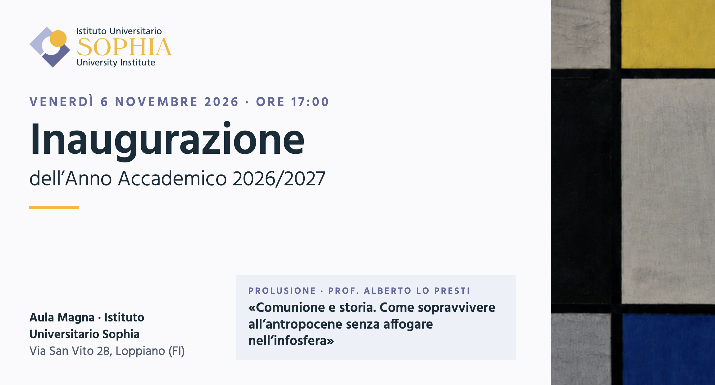Inaugurazione Anno Accademico 2026/26 Istituto Universitario Sophia